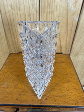 Tiffany & Co Sierra Geometric Textured Rock 7 1/2" Crystal  Triangle Vase