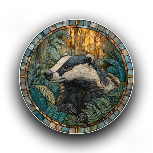 Badger woodland animal stained - woodland,