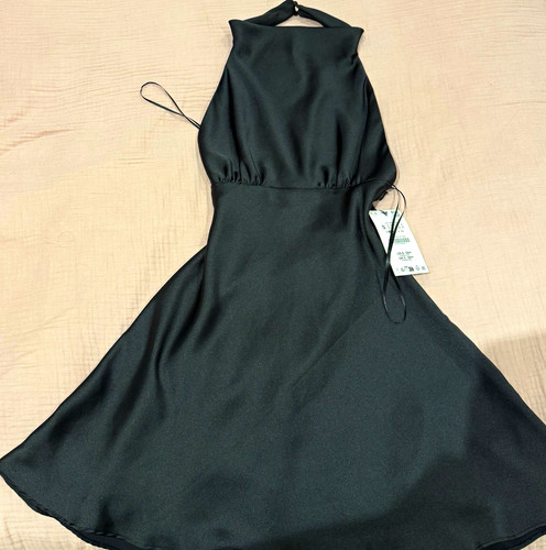 Zara black satin halter - zara,