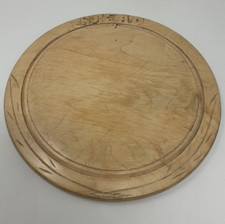 19th C Antique Treen Wooden Bread Board 'Bread' Motto Carved Wheat Motif