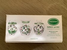 Portmeirion Botanic Garden - Hand Painted Glassware  Set of 3 Mini Vases - Boxed
