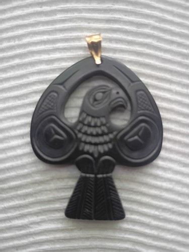 Rare argillite eagle - argillite, pendant