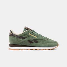 Reebok Unisex Classic Leather Sneakers in Green / Brown Shoes UK 7
