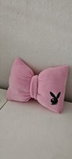 Handmade pillow Playboy imitation.Bow pillow with Playboy bunny embroidery,pink
