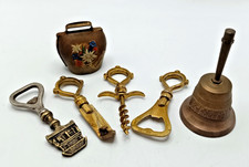 x4 VINTAGE CORKSCREW BOTTLE OPENERS. FRENCH DESK BELL. ALL METAL