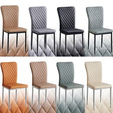 High Backrest 4/6PCS Dining Chairs PU Leather Padded Seat Kitchen Home Office