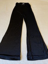HARD BODIES Black See Through Sheer Ribbed Flared Lycra Leggings. Size M ?