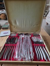 Vintage Canteen Of Cutlery Stainless Steel Set 24 Pieces In Case