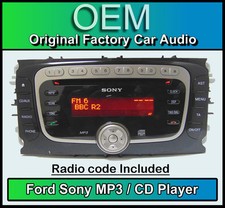 Ford Mondeo CD MP3 player, Ford Sony car stereo head unit with radio code
