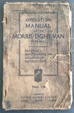 MORRIS 8/10 cwt LIGHT VAN Operation Manual Handbook 1934 #22329-10/33/10M