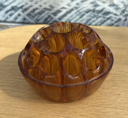 Vintage amber glass flower - glass,