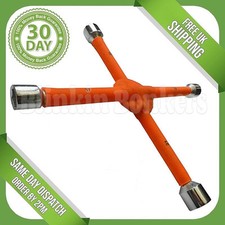 HEAVY DUTY 4 WAY WHEEL WRENCH CROSS NUT 17MM 19MM 21MM 23MM CAR BRACE SPANNER