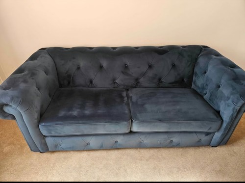 Blue velvet chesterfield sofa - blue,