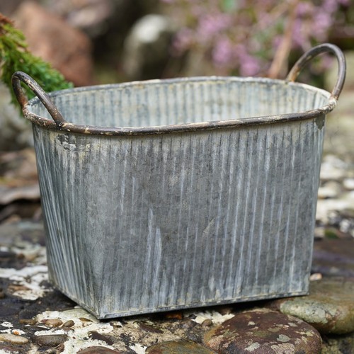 Zinc metal flower - pot, ribbed