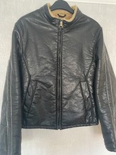 VINTAGE MENS ARMANI JEANS  BLACK FAX LEATHER JACKET MEDIUM