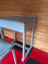 Vintage Blue School Desk with
