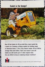 I.H. 'Cub Cadet' 48" Lawn Motor Mower ADVERT #2 Vintage 1966 Print Ad 684/128