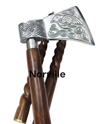 Axe head handle walking stick - axe,