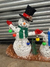 Festive Lit Snowman Family On