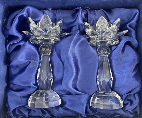 Pair crystal candlesticks - pair, of