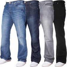APT Bootcut Jeans Mens Wide Leg Flared Denim Trouser Flap Pockets Pants UK Sizes