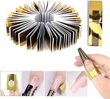 100x Gold Nail Forms Builder gel Nail Tip Extensions Guides Nail Art UV Gel Tips