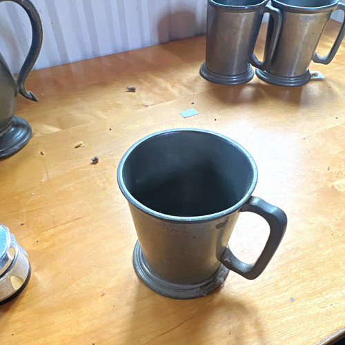 Pewter beer tankard mug with - pewter,
