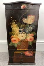 Antique Vintage Lacquered Wardrobe for Collectables Storage/Doll Or Bear Clothes