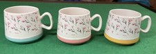 3 JOYYE FLORAL STONEWARE CUPS / MUGS