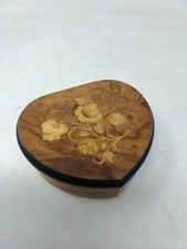 Vintage Heart Shaped Wooden Trinket Box Jewellery Storage - Made in Italy