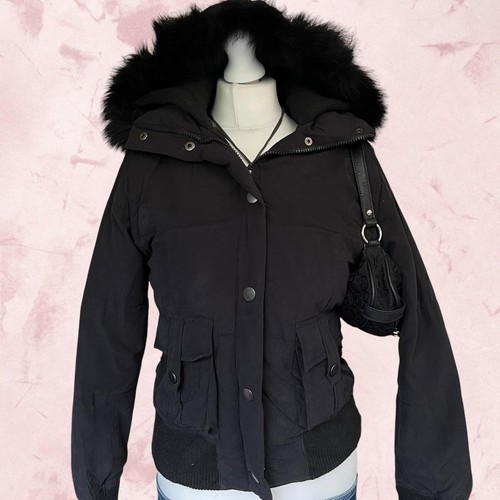 Y2k black bomber - jacket, with