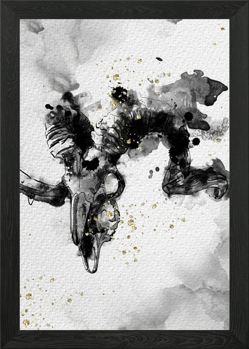 Creepy goat skull framed - skull,