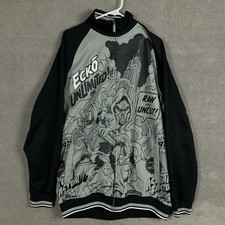 Ecko Unltd Jacket Mens XL Black Gray Full Zip Track Comic Graphic Streetwear
