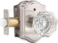 Vintage Diamond Crystal Door Knob with Lock,Privacy Door Handle for Bed Bath,Int