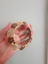 Indian jewellery mughal meenakari bangle bracelet kada kangan  jadau zircon gift