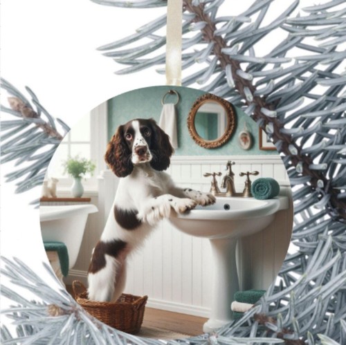 Springer spaniel dog - spaniel, hanging