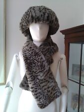 Vintage St Michaels Faux Fur Hat & Neck Warmer - Ocelot Pattern