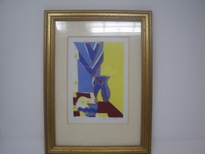 Artwork Silk Screen Print Still Life "Jug and Bowl" Gold Wooden Frame 40 x 25cm