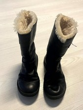 UGG Kensington 5678 Moto Boots Women's UK 6.5 Black Leather Cozy Sheepskin Lined