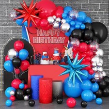 Red Blue Black Balloon Garland