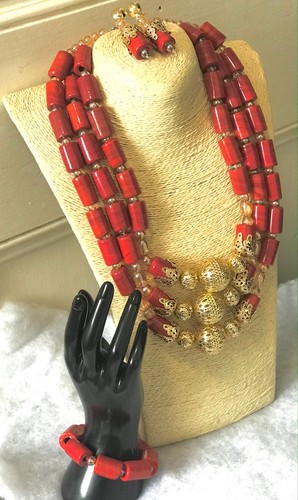 African beaded layer - beaded, gold