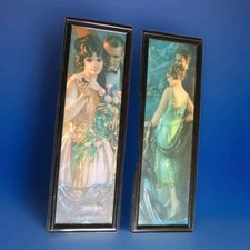 ANTIQUE GENE PRESSLER FRAMED PRINTS PAIR ORIGINAL1925 PRINT LITHOGRAPH ART DECO