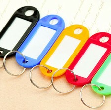 Key Tags Plastic Key Rings ID Tags Name Label Key Fob Tag - Choose Your Colour