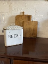 Vintage Enamel Bread Bin With Lid