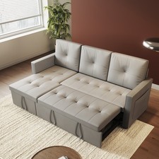 ELEGANT Grey 3 Seater Sofa Bed