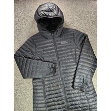 Eddie Bauer Women's Large Black 650 Down Puffer Parka Hooded Jacket Winter Coat