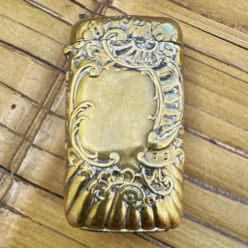 Antique floral brass vesta - antique,