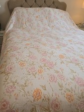 Vintage Floral Pink flannel sheet Set flannelette double 230cm X 250