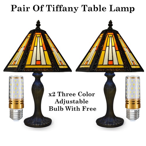 Pair tiffany style stained - pair,