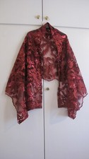 BURGUNDY WINE COLOUR SEQUINS SCALLOPED WRAP SCARF WEDDING PARTY PROM SHAWL SHRUG